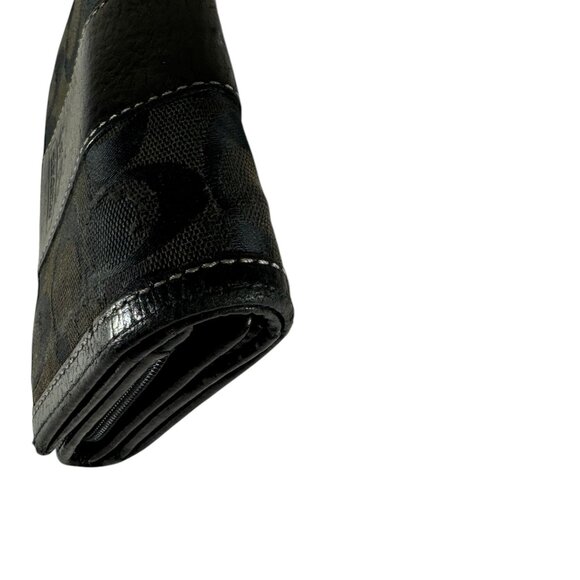 COPY - Coach Black Canvas Leather Trim Small Credit Card/Coin Bifold Wallet - Picture 6 of 12